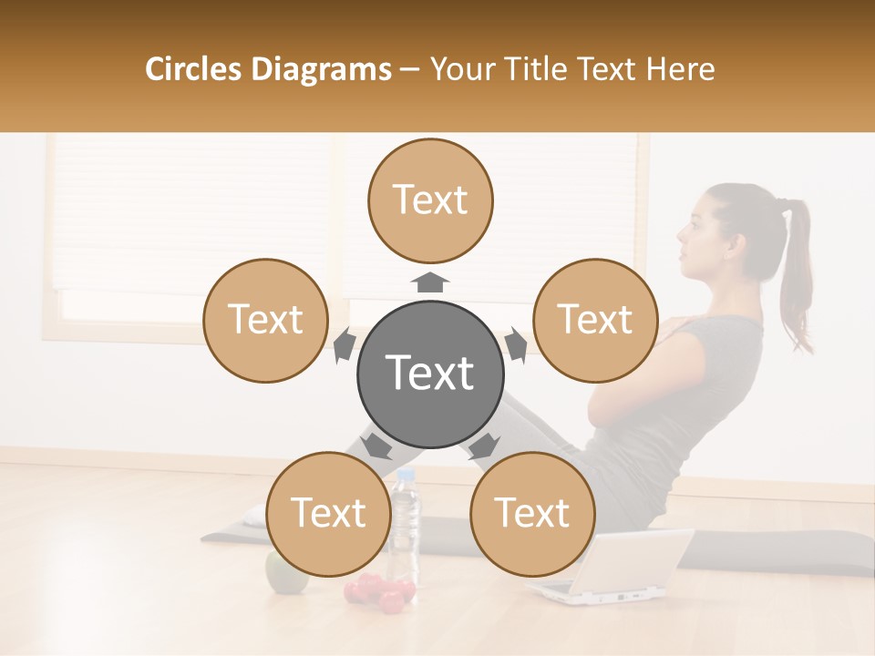 A Woman Sitting On A Yoga Mat With A Laptop PowerPoint Template