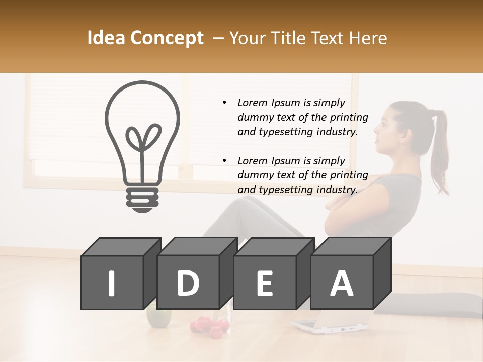 A Woman Sitting On A Yoga Mat With A Laptop PowerPoint Template