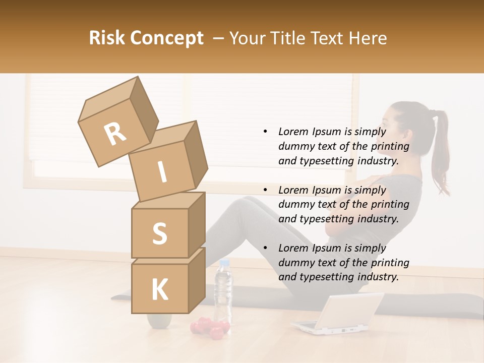 A Woman Sitting On A Yoga Mat With A Laptop PowerPoint Template