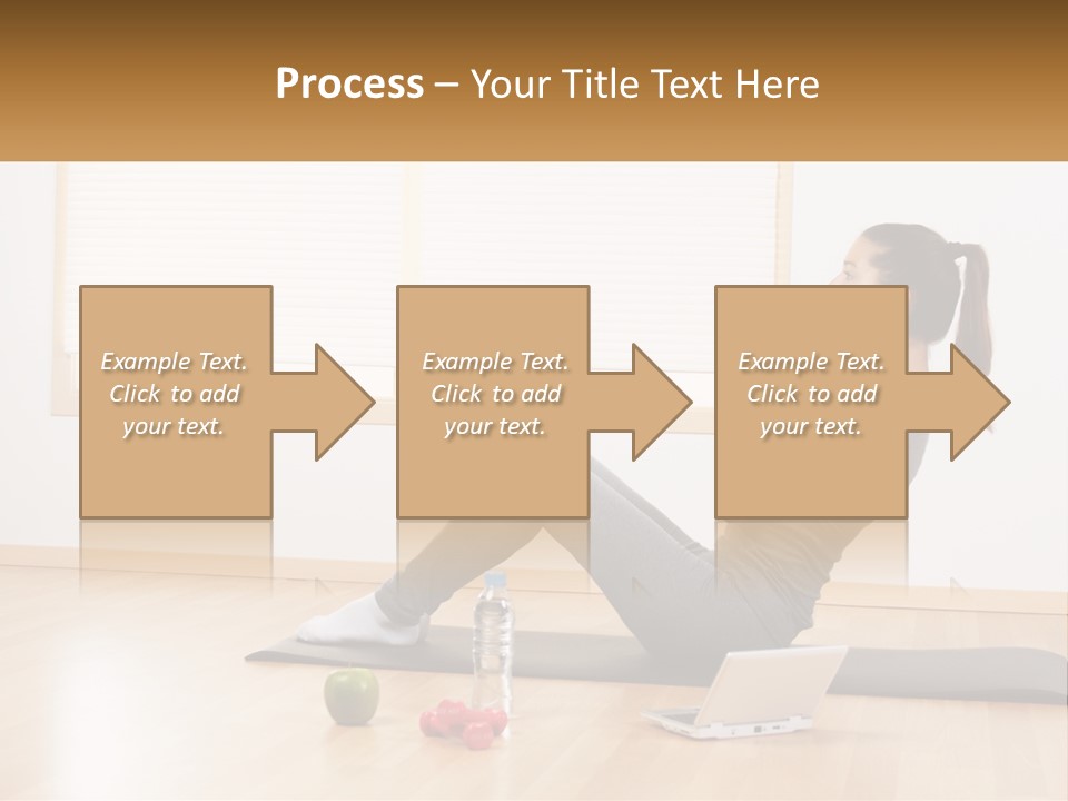 A Woman Sitting On A Yoga Mat With A Laptop PowerPoint Template