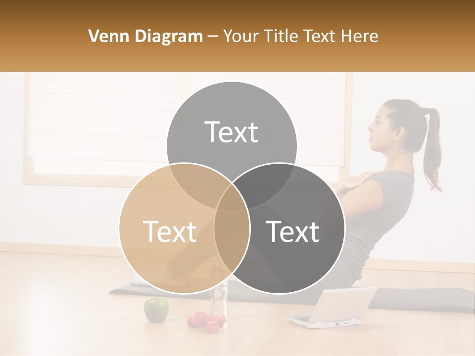 A Woman Sitting On A Yoga Mat With A Laptop PowerPoint Template