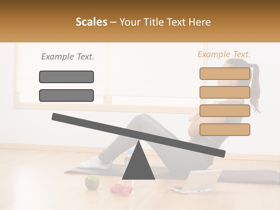 A Woman Sitting On A Yoga Mat With A Laptop PowerPoint Template