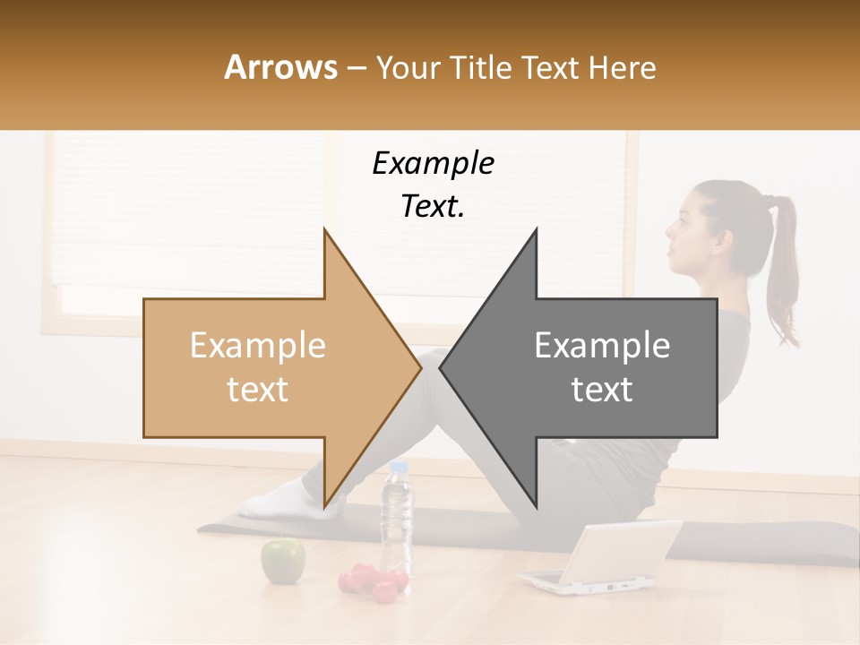 A Woman Sitting On A Yoga Mat With A Laptop PowerPoint Template