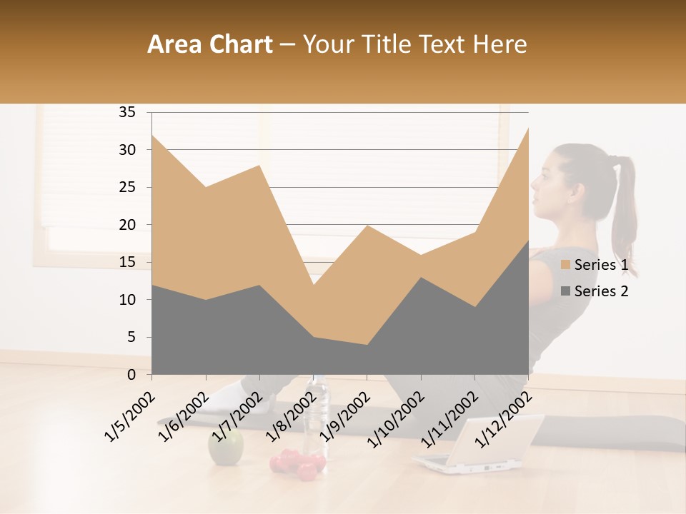 A Woman Sitting On A Yoga Mat With A Laptop PowerPoint Template