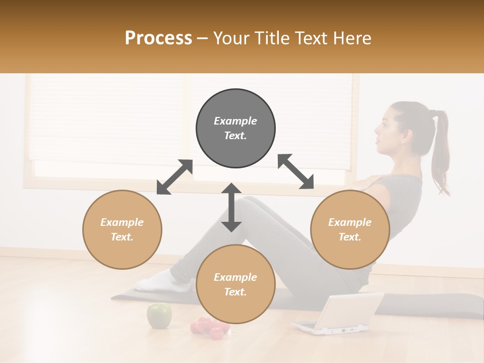 A Woman Sitting On A Yoga Mat With A Laptop PowerPoint Template