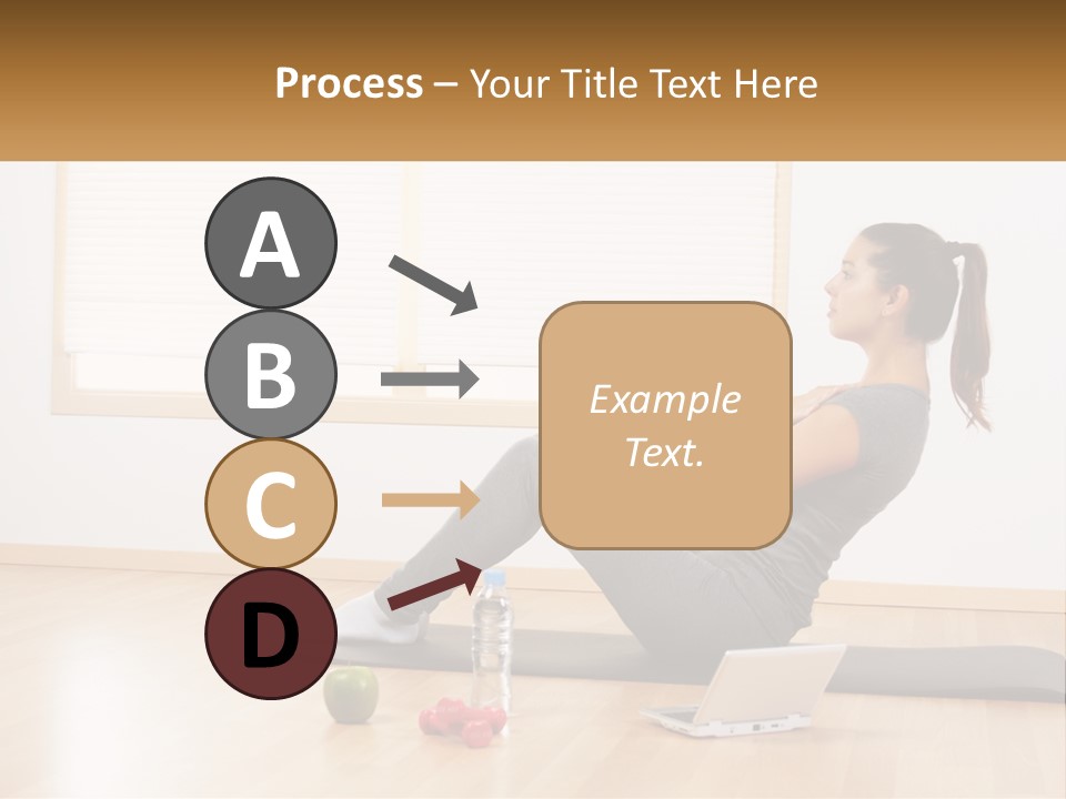 A Woman Sitting On A Yoga Mat With A Laptop PowerPoint Template