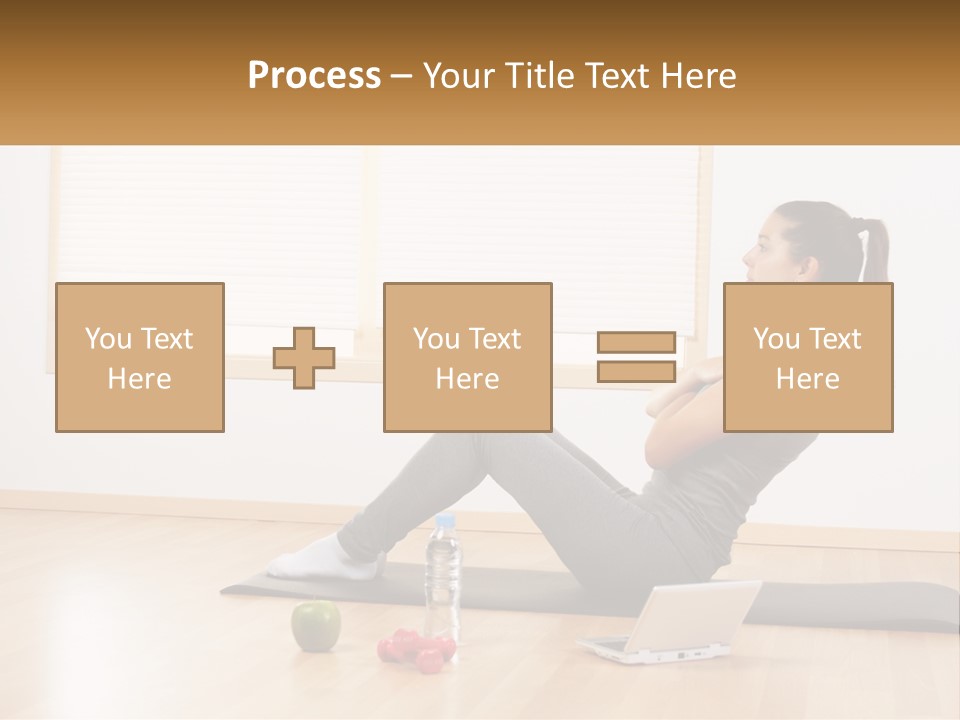 A Woman Sitting On A Yoga Mat With A Laptop PowerPoint Template