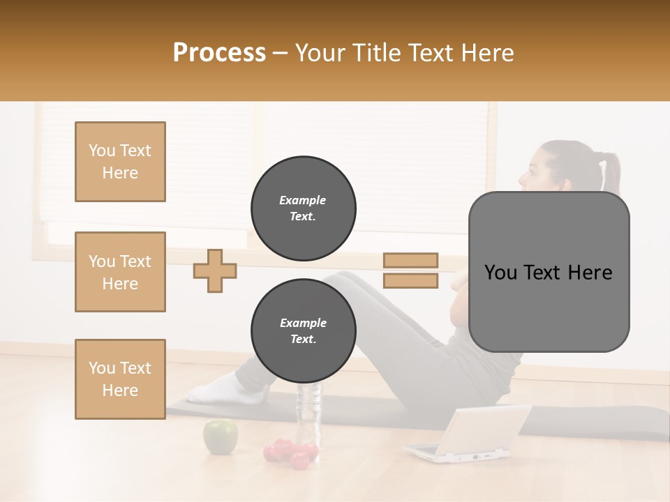 A Woman Sitting On A Yoga Mat With A Laptop PowerPoint Template