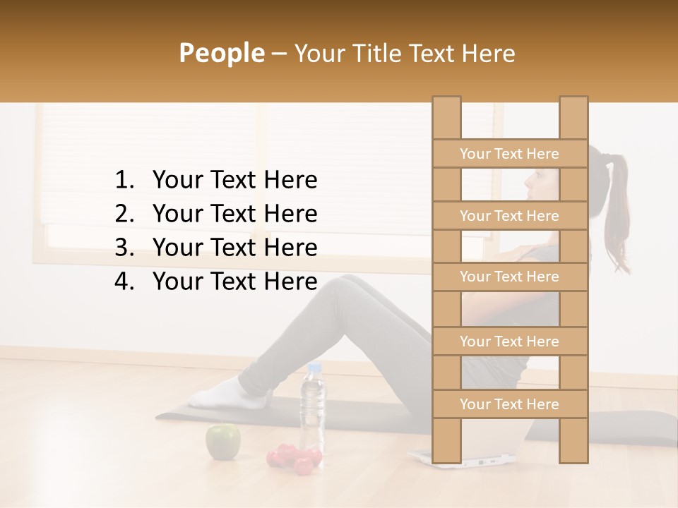 A Woman Sitting On A Yoga Mat With A Laptop PowerPoint Template