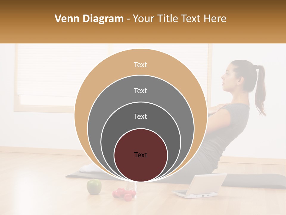 A Woman Sitting On A Yoga Mat With A Laptop PowerPoint Template