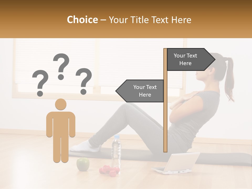 A Woman Sitting On A Yoga Mat With A Laptop PowerPoint Template