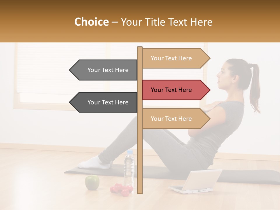 A Woman Sitting On A Yoga Mat With A Laptop PowerPoint Template