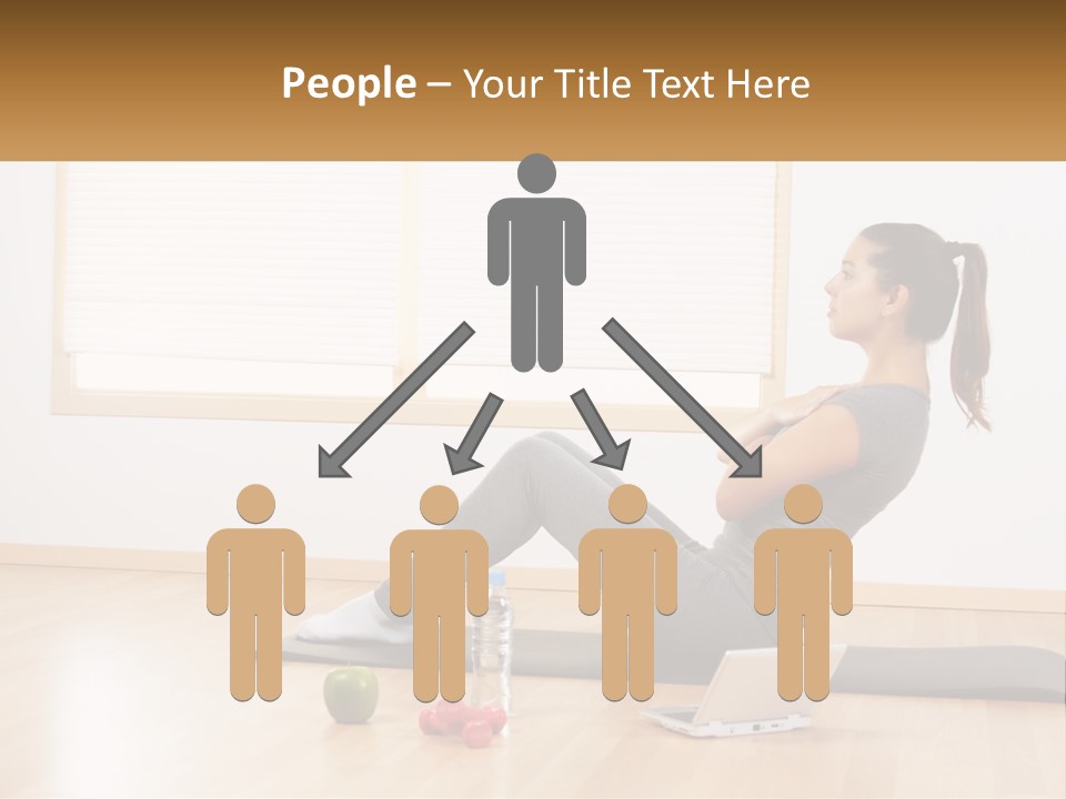 A Woman Sitting On A Yoga Mat With A Laptop PowerPoint Template