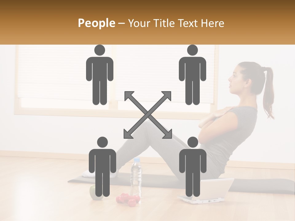 A Woman Sitting On A Yoga Mat With A Laptop PowerPoint Template