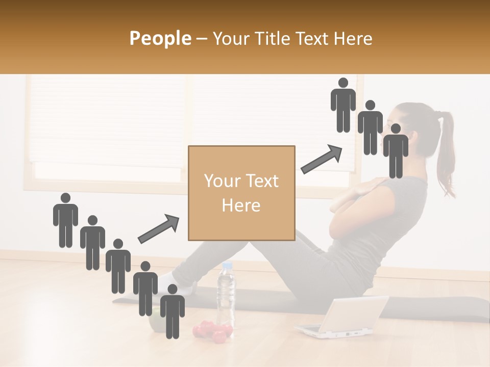 A Woman Sitting On A Yoga Mat With A Laptop PowerPoint Template