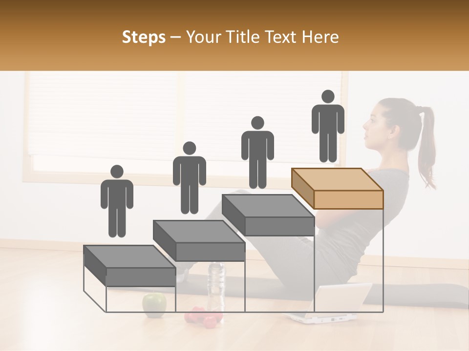 A Woman Sitting On A Yoga Mat With A Laptop PowerPoint Template