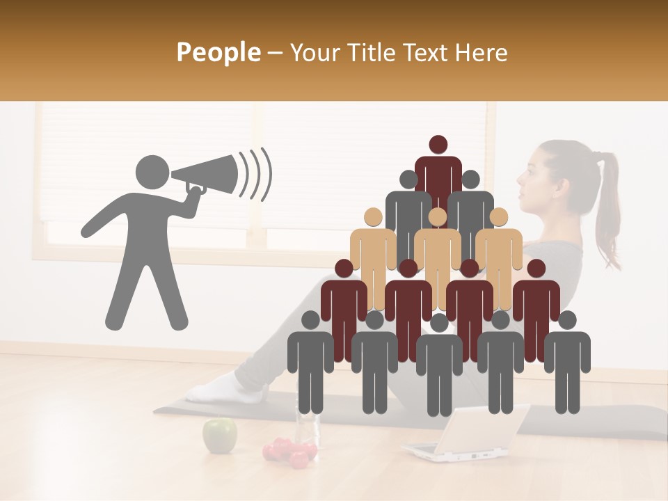 A Woman Sitting On A Yoga Mat With A Laptop PowerPoint Template