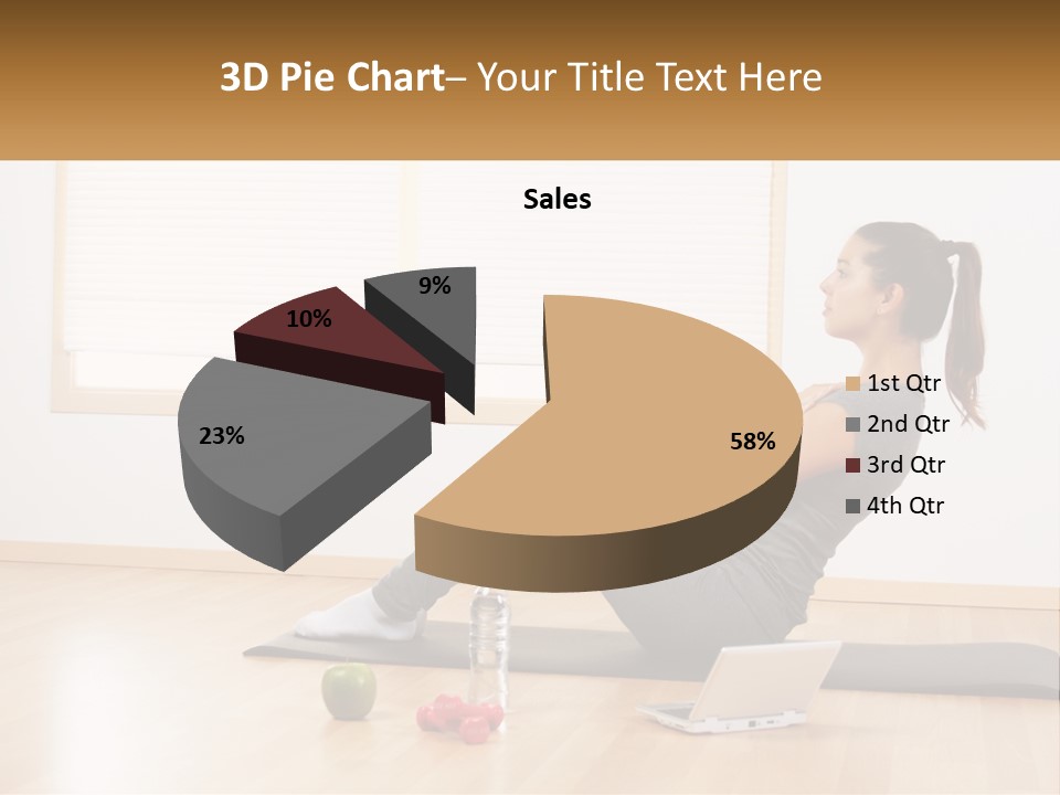 A Woman Sitting On A Yoga Mat With A Laptop PowerPoint Template