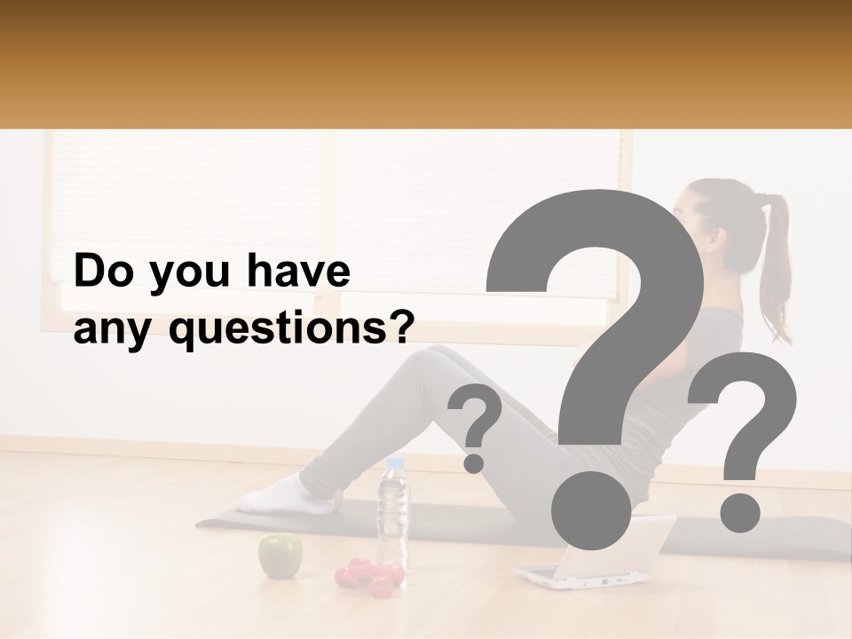 A Woman Sitting On A Yoga Mat With A Laptop PowerPoint Template