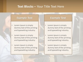 A Group Of People Sitting At A Desk Talking On Telephones PowerPoint Template