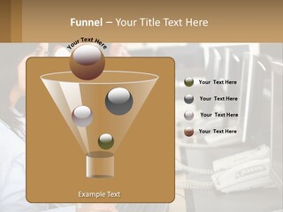 A Group Of People Sitting At A Desk Talking On Telephones PowerPoint Template