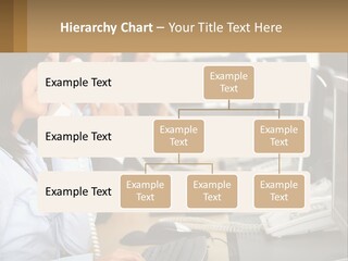 A Group Of People Sitting At A Desk Talking On Telephones PowerPoint Template