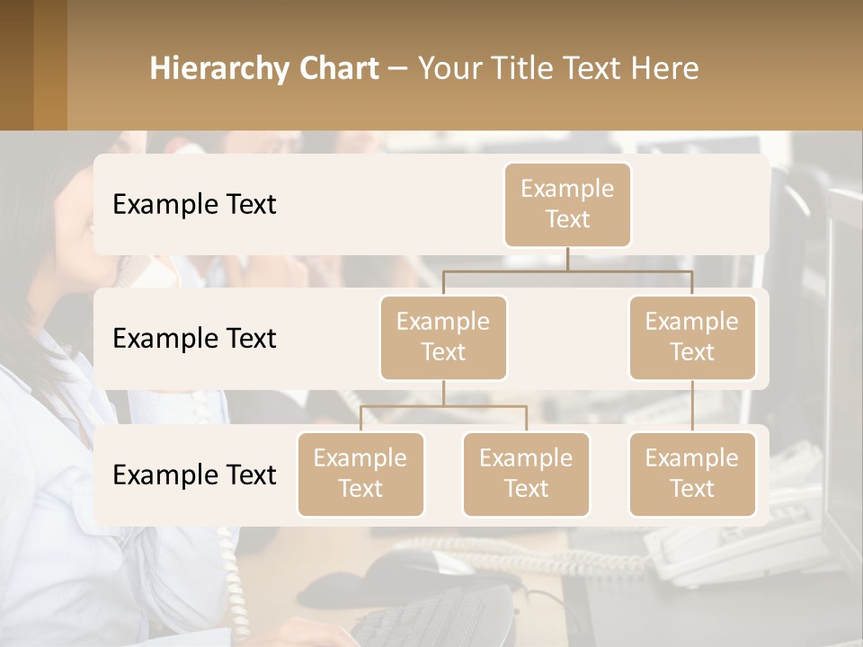 A Group Of People Sitting At A Desk Talking On Telephones PowerPoint Template