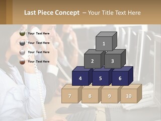 A Group Of People Sitting At A Desk Talking On Telephones PowerPoint Template