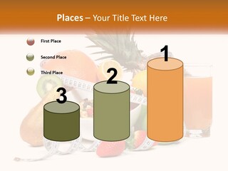 A Bowl Of Fruit And A Measuring Tape With A Glass Of Orange Juice PowerPoint Template