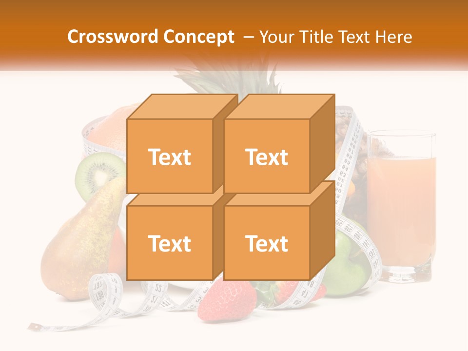 A Bowl Of Fruit And A Measuring Tape With A Glass Of Orange Juice PowerPoint Template