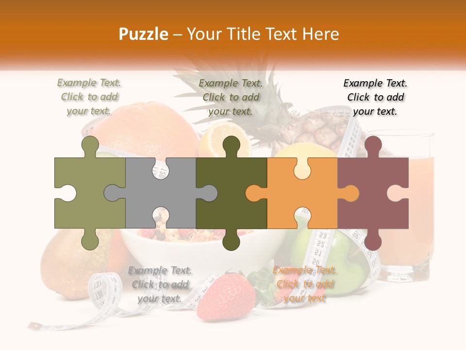 A Bowl Of Fruit And A Measuring Tape With A Glass Of Orange Juice PowerPoint Template