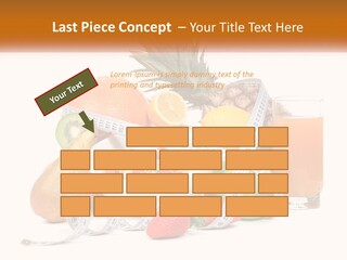 A Bowl Of Fruit And A Measuring Tape With A Glass Of Orange Juice PowerPoint Template
