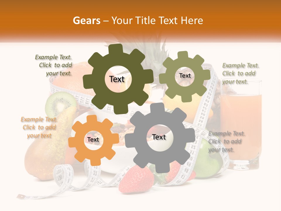A Bowl Of Fruit And A Measuring Tape With A Glass Of Orange Juice PowerPoint Template