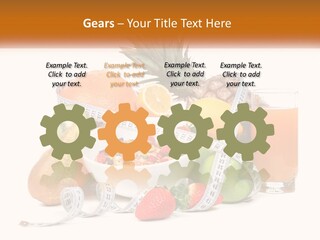 A Bowl Of Fruit And A Measuring Tape With A Glass Of Orange Juice PowerPoint Template