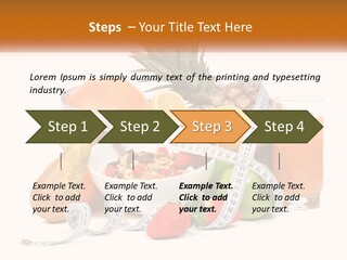 A Bowl Of Fruit And A Measuring Tape With A Glass Of Orange Juice PowerPoint Template