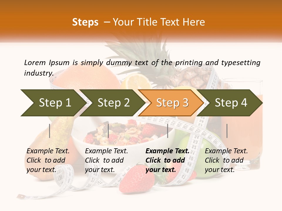 A Bowl Of Fruit And A Measuring Tape With A Glass Of Orange Juice PowerPoint Template