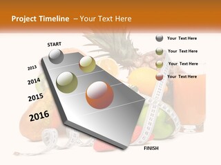 A Bowl Of Fruit And A Measuring Tape With A Glass Of Orange Juice PowerPoint Template