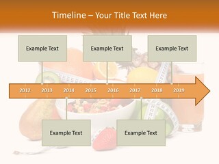 A Bowl Of Fruit And A Measuring Tape With A Glass Of Orange Juice PowerPoint Template