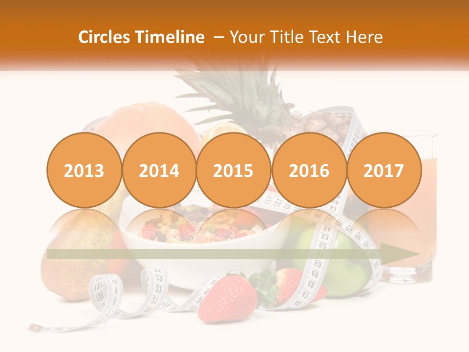 A Bowl Of Fruit And A Measuring Tape With A Glass Of Orange Juice PowerPoint Template
