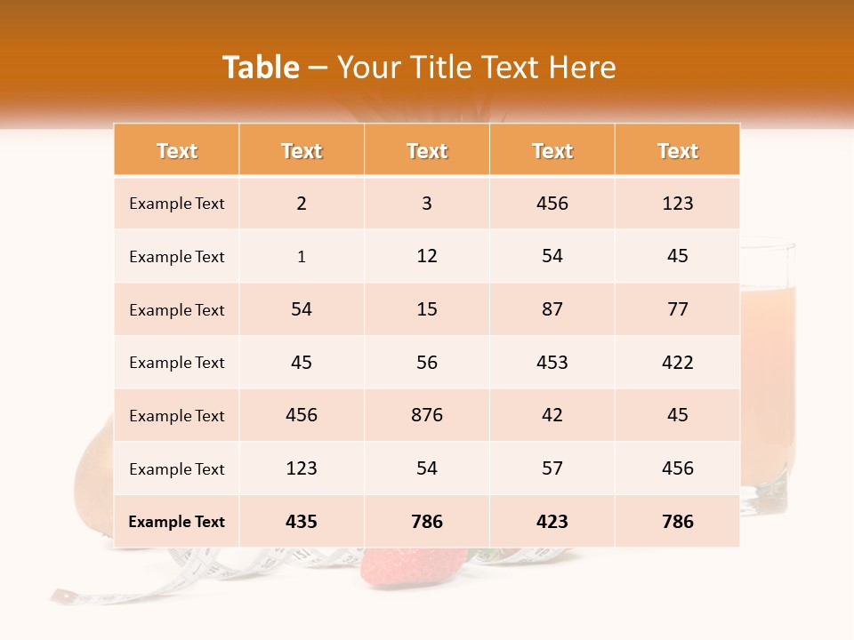 A Bowl Of Fruit And A Measuring Tape With A Glass Of Orange Juice PowerPoint Template