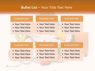 A Bowl Of Fruit And A Measuring Tape With A Glass Of Orange Juice PowerPoint Template