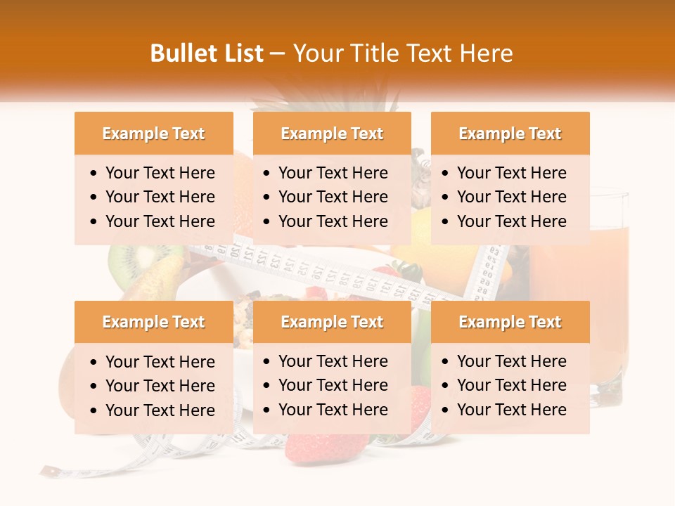 A Bowl Of Fruit And A Measuring Tape With A Glass Of Orange Juice PowerPoint Template