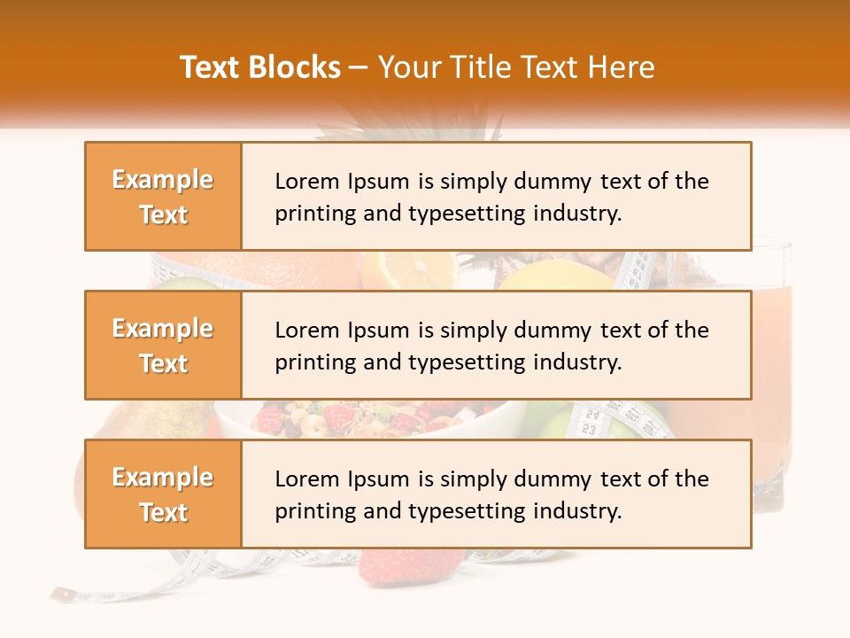 A Bowl Of Fruit And A Measuring Tape With A Glass Of Orange Juice PowerPoint Template