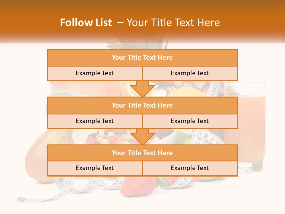 A Bowl Of Fruit And A Measuring Tape With A Glass Of Orange Juice PowerPoint Template