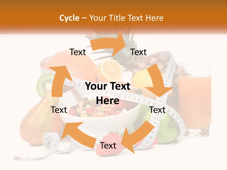 A Bowl Of Fruit And A Measuring Tape With A Glass Of Orange Juice PowerPoint Template