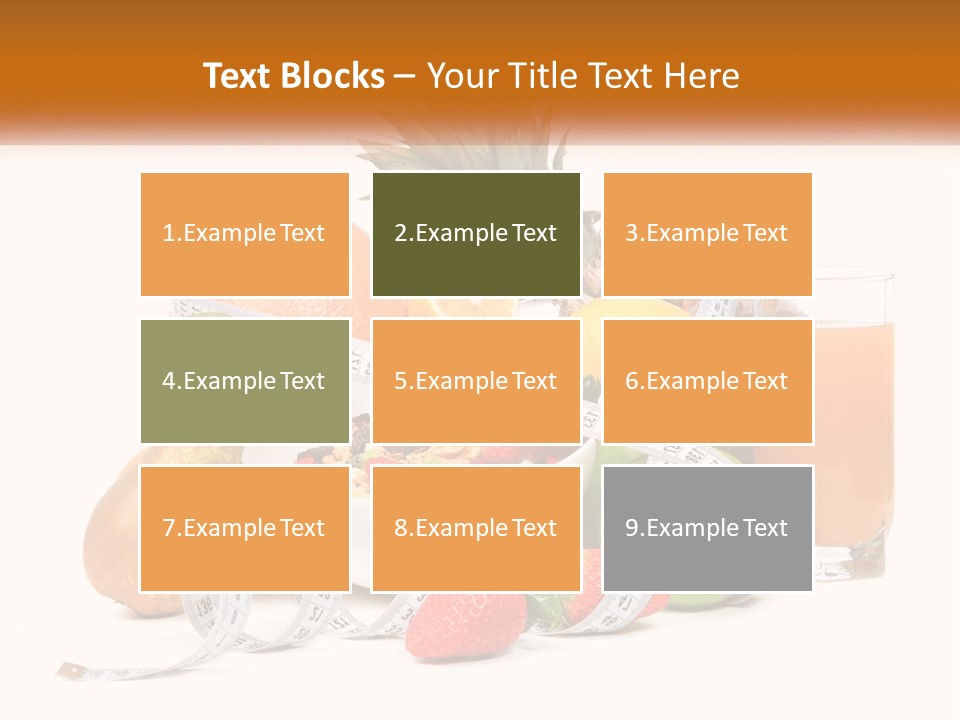 A Bowl Of Fruit And A Measuring Tape With A Glass Of Orange Juice PowerPoint Template