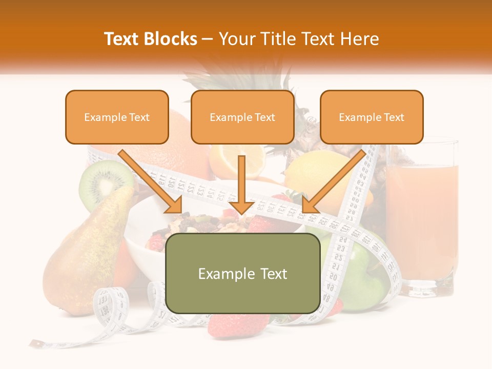 A Bowl Of Fruit And A Measuring Tape With A Glass Of Orange Juice PowerPoint Template