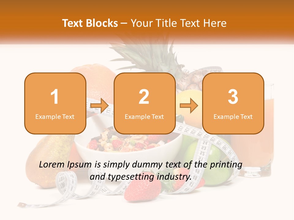 A Bowl Of Fruit And A Measuring Tape With A Glass Of Orange Juice PowerPoint Template