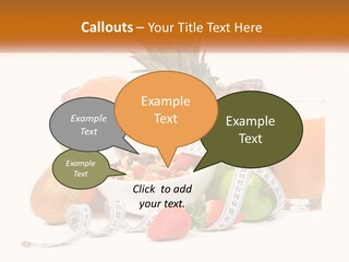 A Bowl Of Fruit And A Measuring Tape With A Glass Of Orange Juice PowerPoint Template