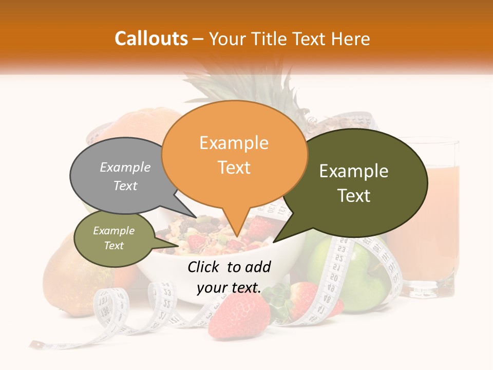 A Bowl Of Fruit And A Measuring Tape With A Glass Of Orange Juice PowerPoint Template